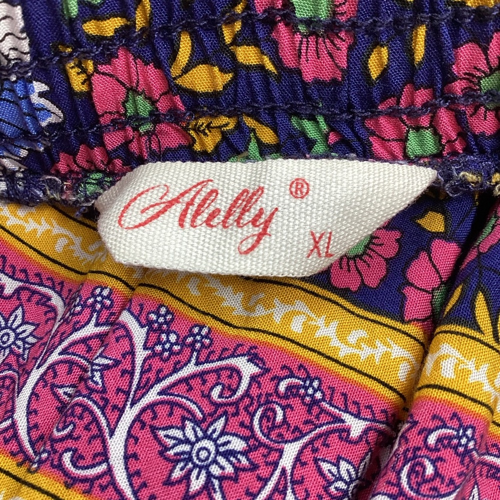 Alelly Floral Peasant Boho Tiered Mini Skirt XL - Picture 4 of 6